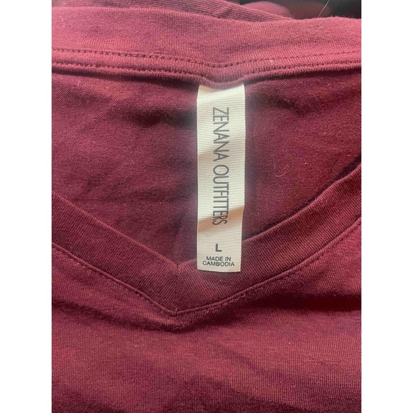Zenana Outfitters Long Sleeve V Neck Burgundy Top Women's L - Picture 3 of 4